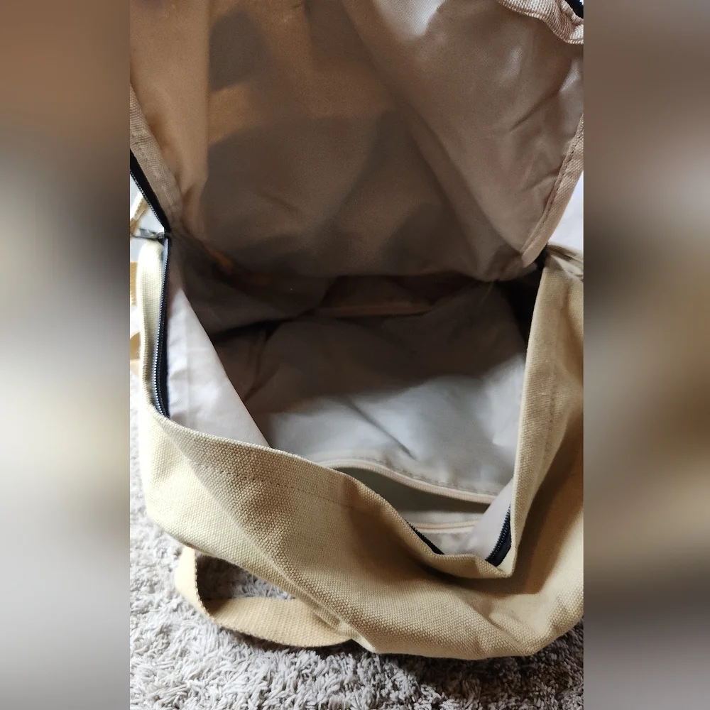 BAIYIRONG BACKPACK Tan Canvas Multipocket Backpack With Straps